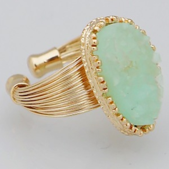 Simulated Druzy Adjustable Ring (Mint) - Picture 2 of 3